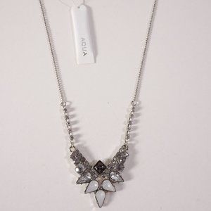 Bloomingdale's Aqua Opal Crystal Snowflake Necklace NWT 48